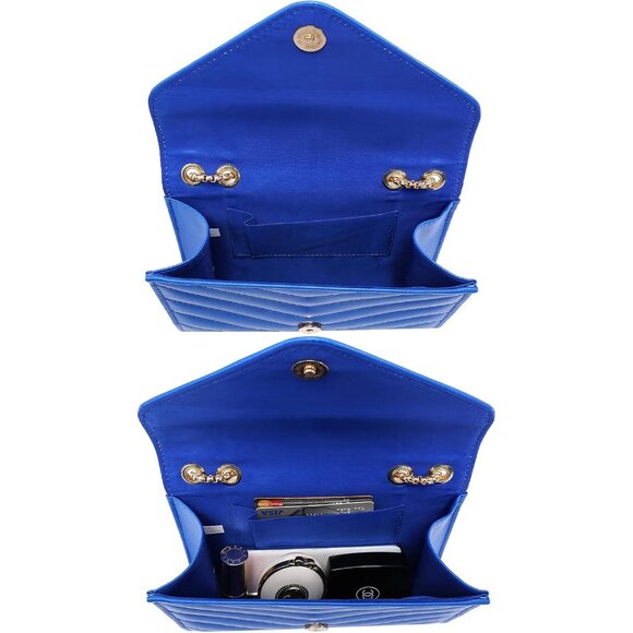 ⚡ Women's Blue Stylish Evening Clutch Chain Shoulder Strap Crossbody Bag - Picture 5 of 6